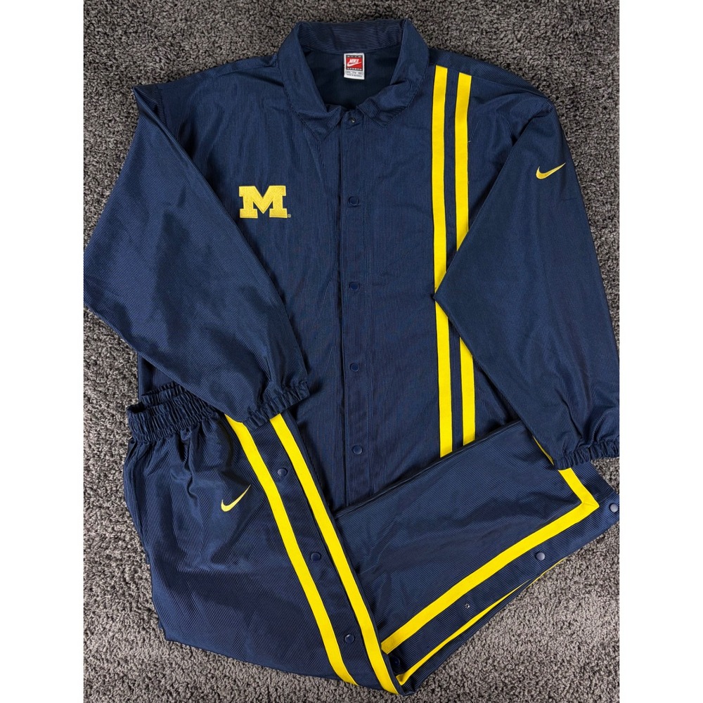Vintage Nike Michigan Wolverines Warmup Suit Y2K Navy Yellow Jacket Pants Set